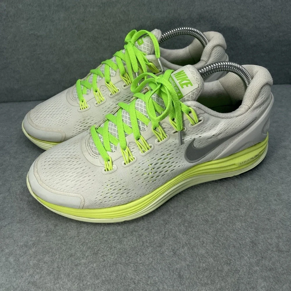 Nike Women Lunarglide 4 White Green 8.5 Running Cross Training Athletic Shoes